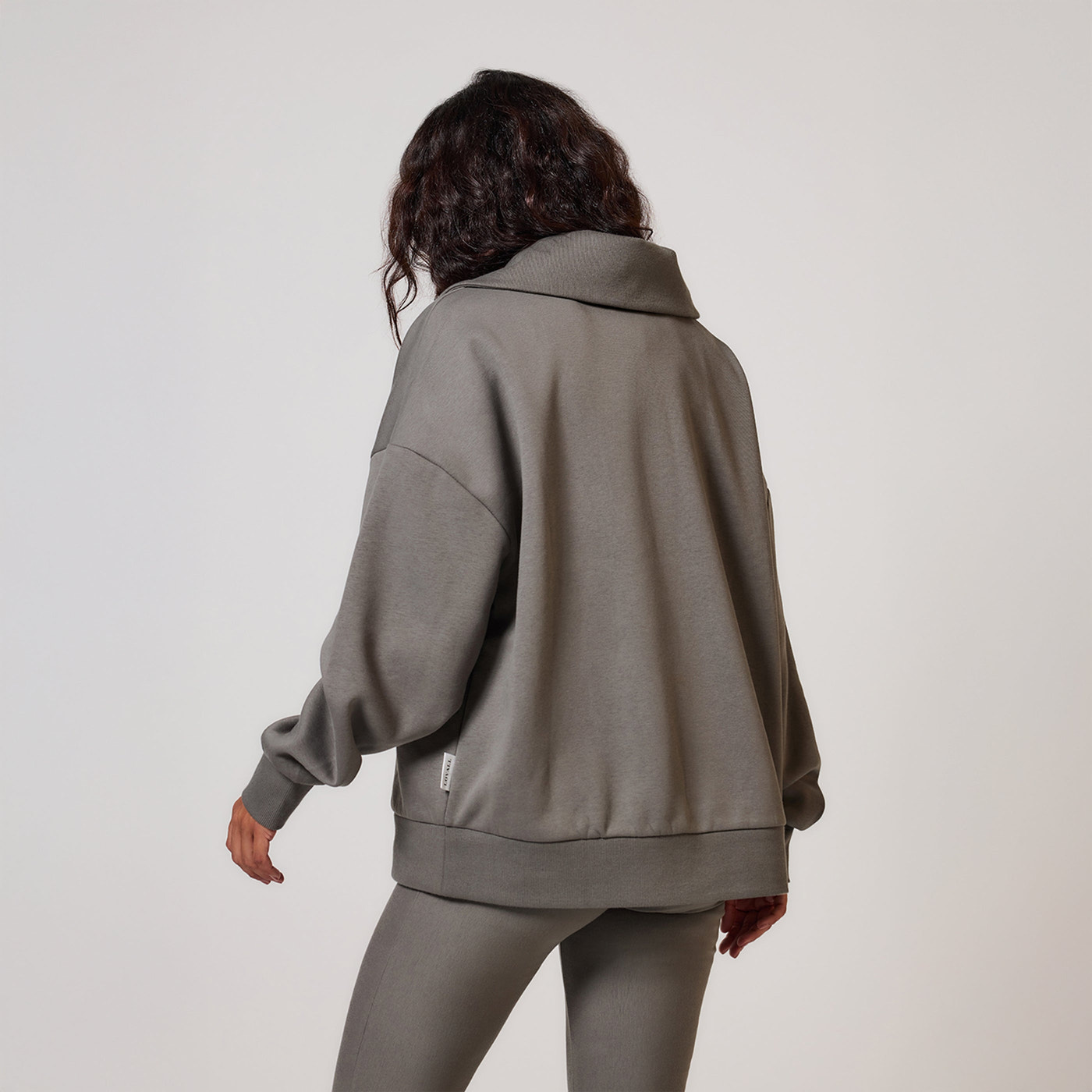 Organic Oversized 1/4 Zip Sweatshirt - Slate Green