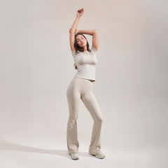 Ultimate Everyday Flare Leggings - Oatmeal Beige