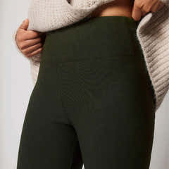 Winter Everyday High Waisted Leggings - Deep Olive