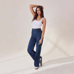 Wide Leg Jeans - Dark Blue