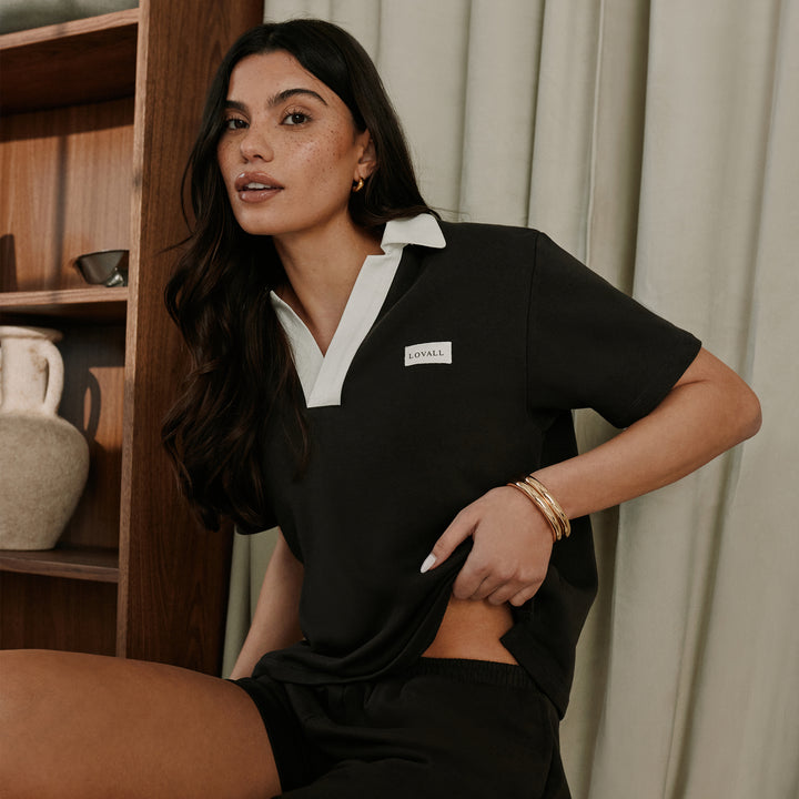Collared Top Set - Black Coffee