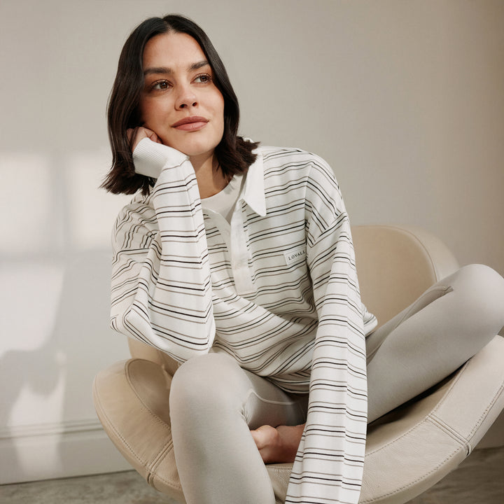 Polo Top - Stone Stripe