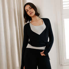 Lightweight Wrap Top - Black